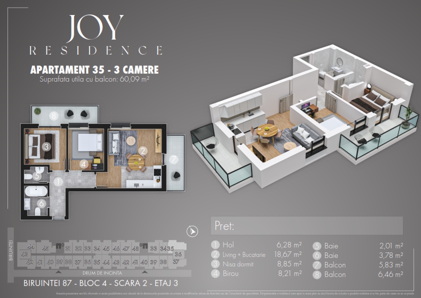 Apartament 35 - 3 camere